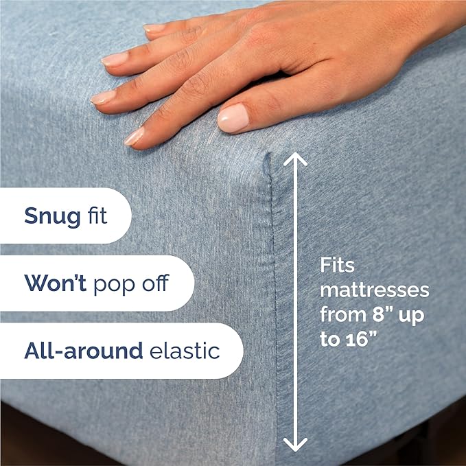 King 6 Piece Sheet Set - Comfy, Breathable & Cooling - Soft Hotel Luxury Bedding for Women, Men, Kids, Teens and Children - 1 Flat & 1 Fitted Sheet & 4 Pillowcases with Deep Pockets - Heathered Blue