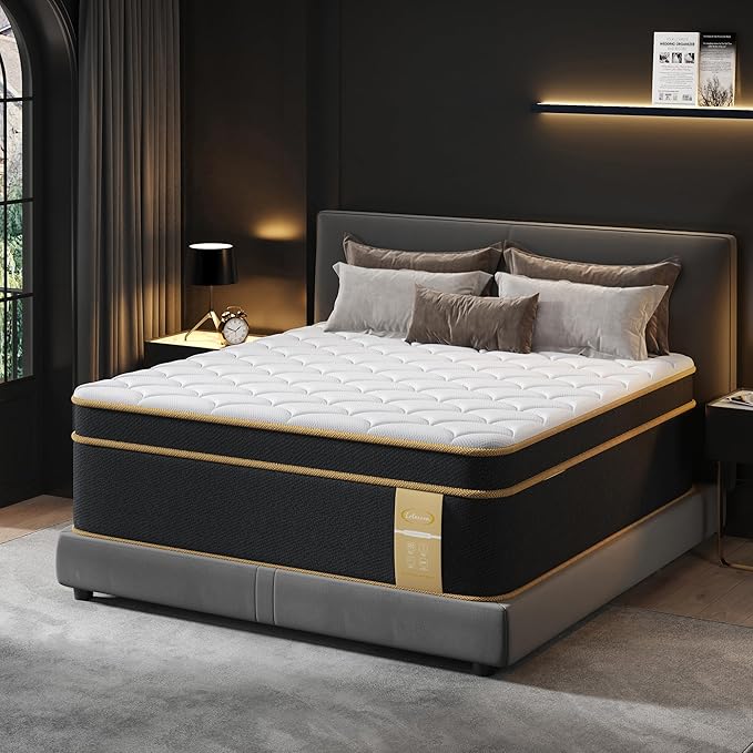 LETMOON Queen Mattress [New Version], 16 Inch Gel Memory Foam Hybrid Mattress Queen Size Bed in a Box, Pressure & Pain Relief, CertiPUR-US, Medium Firm, Individual Pocket Spring, Edge Support