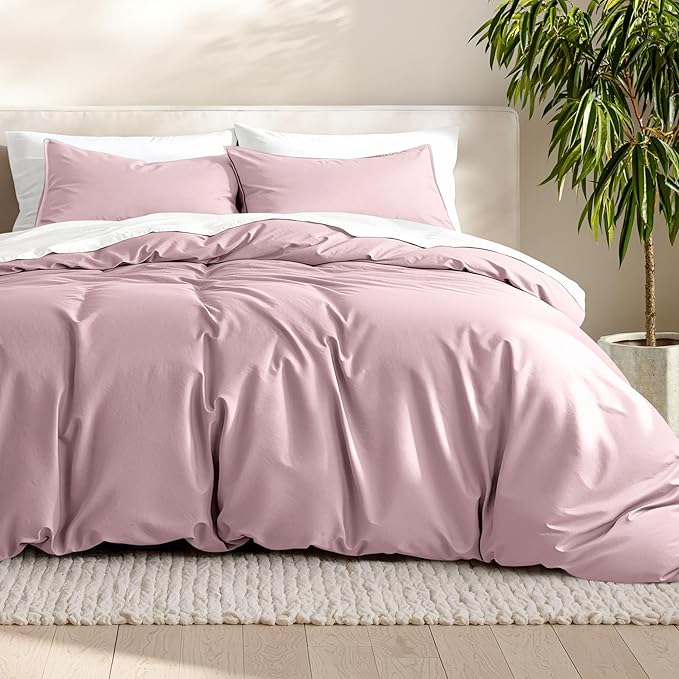 Bare Home Bedding Duvet Cover California King Size - Premium 1800 Super Soft Collection - Lightweight, Cooling - Soft Breathable Bedding Duvet Cover (Cal King, Dusty Pink)