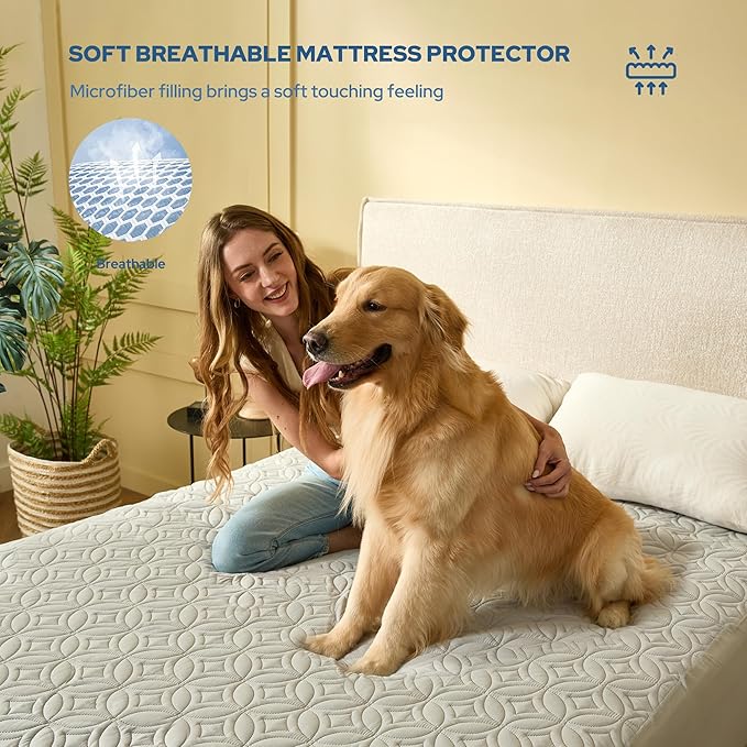 BEDLORE 2 Pack Waterproof Mattress Protector, California King Size Mattress Pad with Deep Pocket 6"-18" Depth, Soft Breathable Bed Mattress Cover for Home, Bedroom, Hotel (Light Gray)