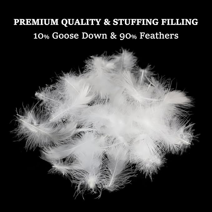 MOOX Down Feathers Pillow Filling Stuffing with 10% Goose Down 90% Feather Fluffy Blend Fill DIY Upholstery Crafts for Couch Cushions Bed Pillow Inserts Stuffing (4.0, Pounds)