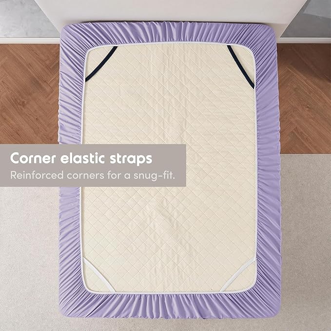 Nestl 4 Pack Lavender Fitted Sheet Extra Deep Pocket, Hotel Luxury Twin XLFitted Sheet Only Easily Fits 18 to 24 Inch Mattress, Super Soft, Wrinkle-Free and Breathable with Corner Straps