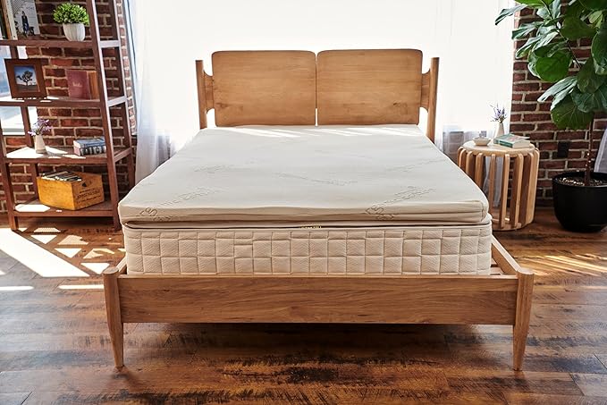 Naturepedic 2'' Adagio Latex Mattress Topper - Thick Cooling Breathable Top Mattress Pad for Back Pain Relief & Full Body Contouring Comfort - Queen