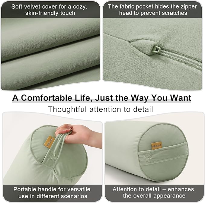 Body Pillow for Adults,Long Round Pillow,Big Cylindrical Pillow,Large Full Bolster Pillows for Side Sleepers (Celadon Green, 59"*7.87")