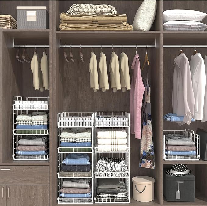 Cidaziya Closet Organizers and Storage Shelves for Clothes, Collapsible Stackable Storage Bins Organizer Baskets Containers Drawers for Truck Camper Closet RV Closets Pantries Cupboard Wardrobe