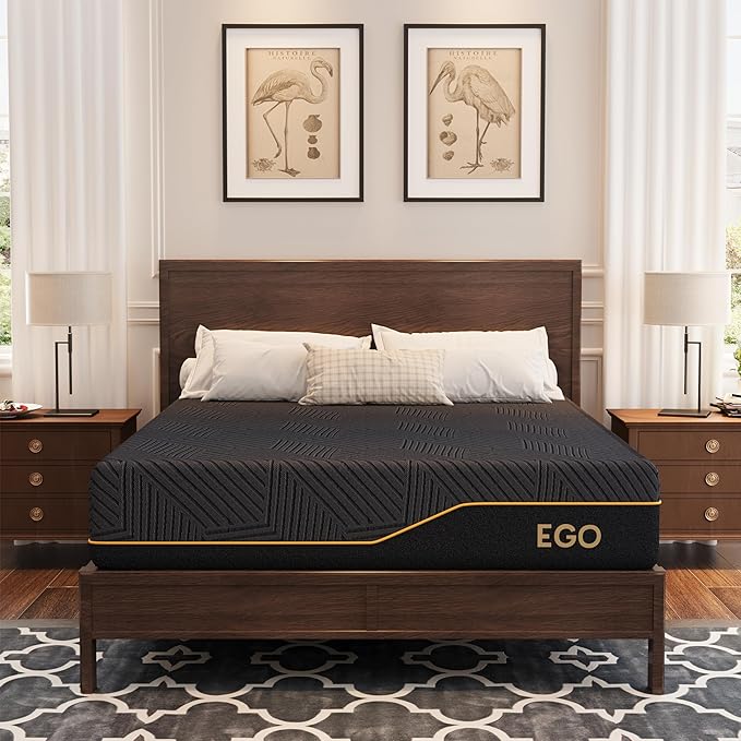 MLILY EGOHOME 12 inch Firm California King Mattress, Memory Foam Mattress with Cooling Cover, Bed in a Box, CertiPUR-US Certified, Breathable and Supportive,Foam Made in USA, 72x84x12 Black
