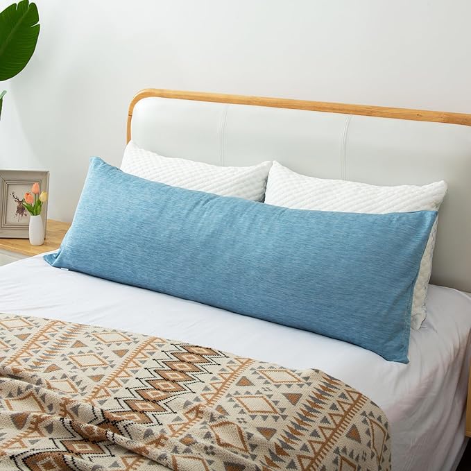 1 MIDDLE ONE Body Pillow, Cooling Memory Foam Body Pillows for Adults Sleeping, Long Pillow for Bed, Big Large Firm Full Body Pillow for Side Sleeper, 20x54 Inch, Cooling Blue