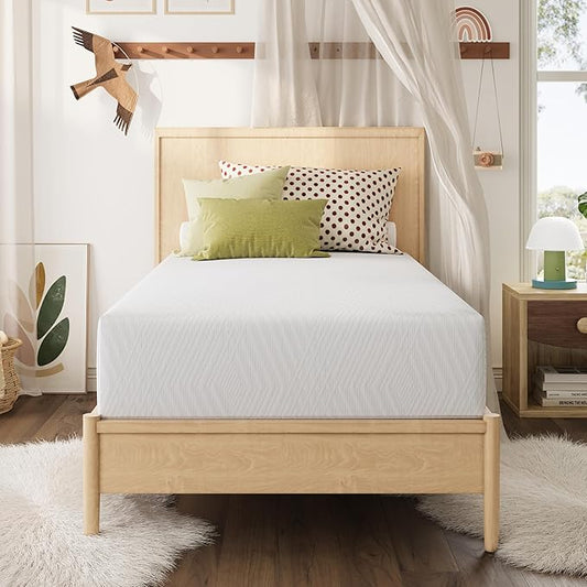 MLILY Twin Mattress in a Box, 12 inch Mattresses Made in USA for Kids Bed Single Size Daybed Individual Bunk, Green Tea Memory Foam Mattress for Cool Sleep & Pressure Relief, Medium Firm