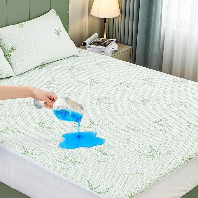 Mattress Protector Waterproof 15% Viscose from Bamboo Cooling Protectors Cover for Hot Sleepers 3D Air Fabric Breathable Noiseless Soft Bed Cover for 6-18" Deep Pocket Mattress Covers Full