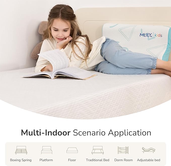 MLILY Twin Mattress in a Box, 12 inch Mattresses Made in USA for Kids Bed Single Size Daybed Individual Bunk, Green Tea Memory Foam Mattress for Cool Sleep & Pressure Relief, Medium Firm