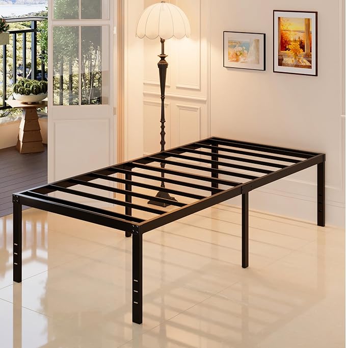 Maenizi 20 Inch Twin XL Bed Frames, Metal Twin XL Platform Bed Frame Support Up to 2500 lbs, No Box Spring Needed, Easy Assembly, Noise Free, Black