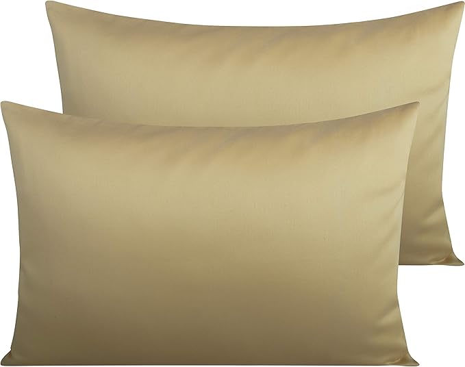 NTBAY Egyptian Cotton Queen Pillowcases - Set of 2, 500 Thread Count Cotton Pillowcases - Soft and Breathable Envelope Closure Pillow Cases - 20x30 Pillow Covers for Bed, Khaki