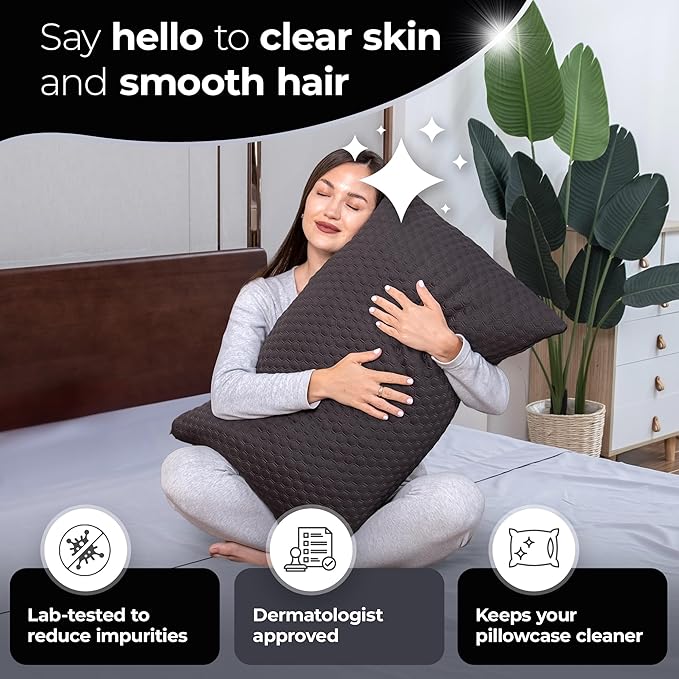 Silvery Memory Foam Bed Pillow - Patent-Pending Self-Cleaning Technology™ for Hygienic Sleep - Cooling Hypoallergenic Adjustable Pillows for Side, Back & Stomach Sleepers