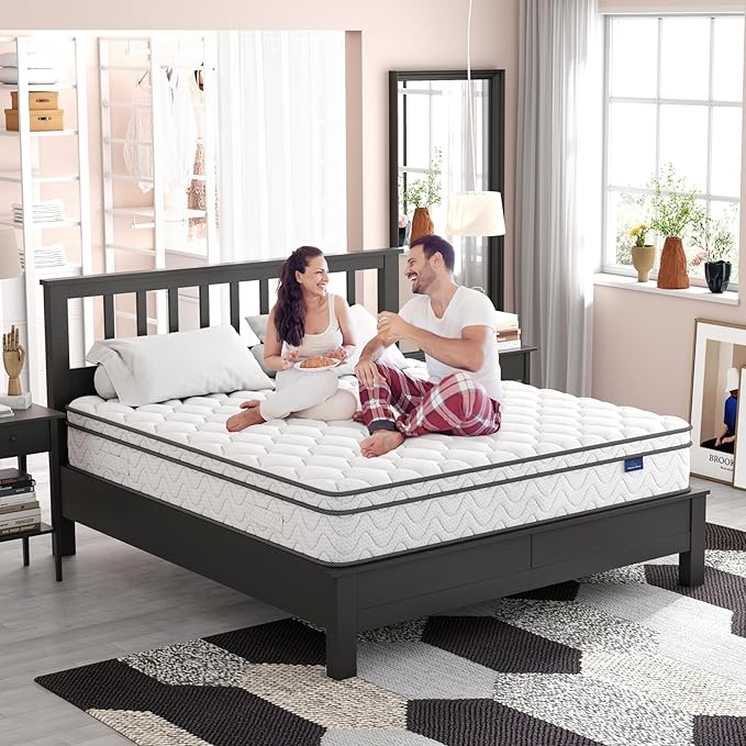 Vesgantti Twin Mattress 10 Inch, Fiberglass-Free | Cool Sleep Hybrid Single Mattress in a Box - Memory Foam & Pocket Springs, Ergonomic Design, Pressure Relief, Medium Firm Feel, 39"*75"*10"