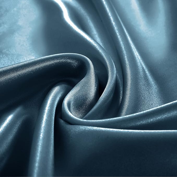 Homiest 3pcs Satin Sheets Set Luxury Silky Satin Bedding Set with Deep Pocket, 1 Fitted Sheet + 1 Flat Sheet + 1 Pillowcases (Twin Size, Deep Sea Blue)