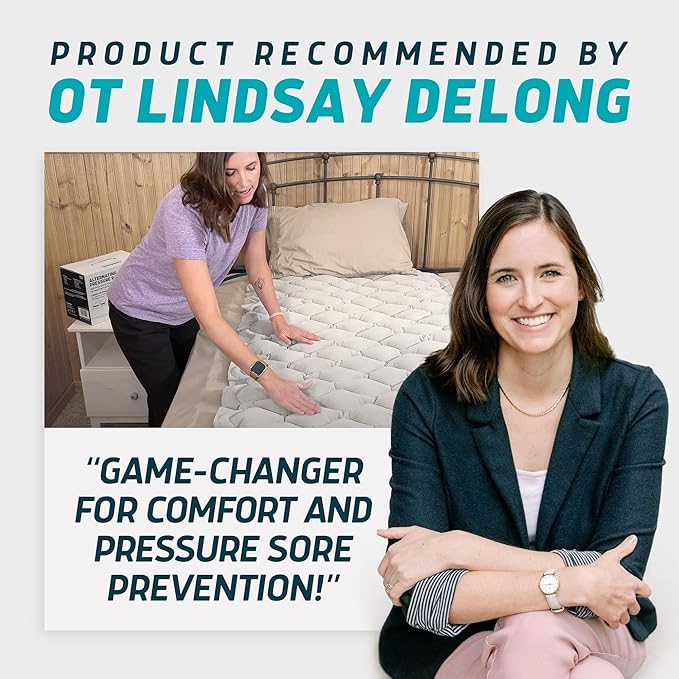 Lunderg Alternating Air Pressure Mattress Pad with Static Mode & Flocking Add-on - Comfortable Bed Sore Prevention - Includes Mattress Topper for Hospital Bed or Home & Quiet Pump - Doctor Recommended