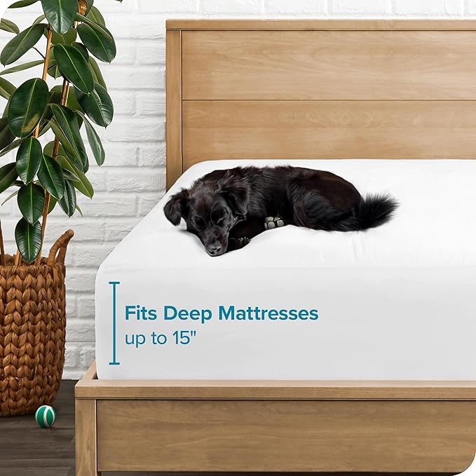 Bare Home Full Size Mattress Protector - 100% Waterproof & Breathable - Premium Cooling Mattress Cover - Protects Against Spills - Vinyl Free Noiseless - Protect Your Mattress (Full, White)