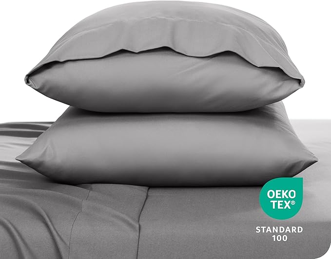 Bare Home Microfiber Pillow Cases - Standard Size Set of 2 - Cooling Pillowcases - Double Brushed - Easy Care - Envelope Closure (Standard Pillowcase Set of 2, Light Grey)