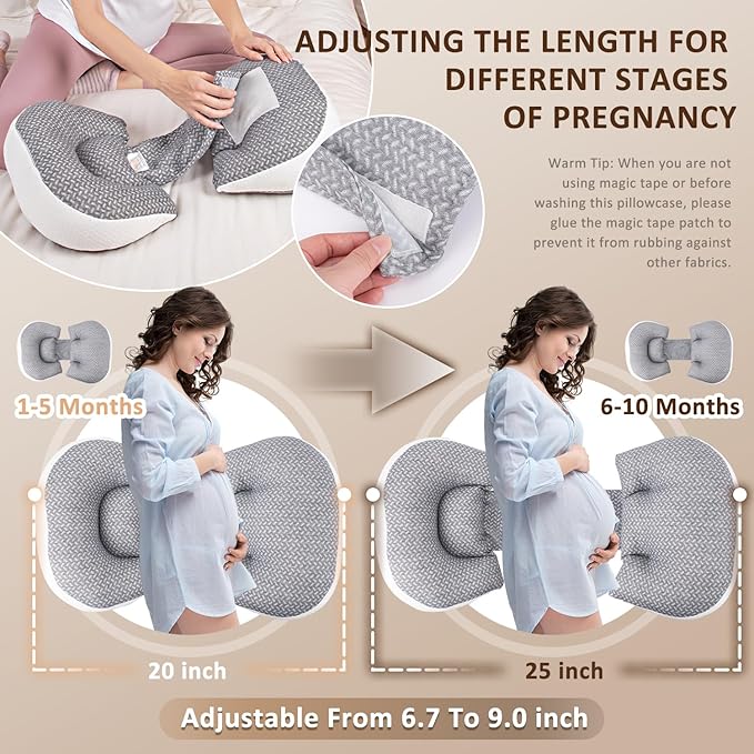 Chilling Home Pregnancy Pillow for Sleeping Portable, Maternity Pillow for Side Sleeper, Travel Wedge Pillow, Body Pillow Support for Back, Belly, with Removable Cover, Pink
