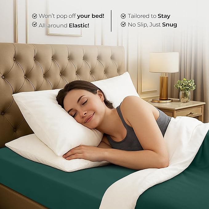 Utopia Bedding Twin Fitted Sheet - Bottom Sheet - Deep Pocket - Soft Microfiber - Shrinkage and Fade Resistant-Easy Care -1 Fitted Sheet Only (Emerald)