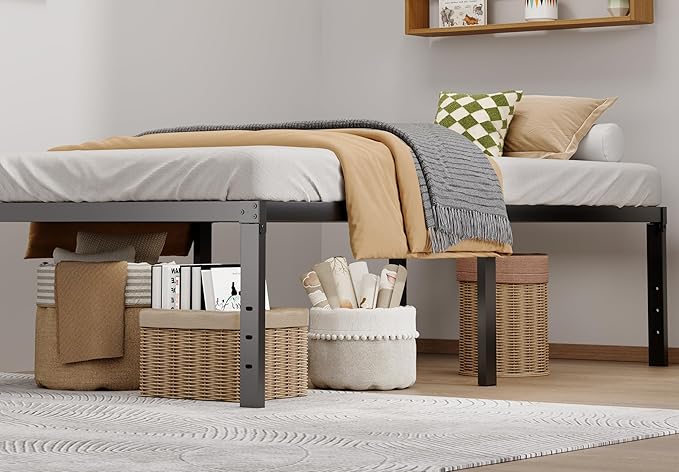 LUMUNANCE Metal Bed Frame Twin XL Size - 18 Inch Heavy-Duty Platform Bed Frame No Box Spring Needed, Easy Assembly, Noise-Free, Sturdy Mattress Foundation, Underbed Storage Space