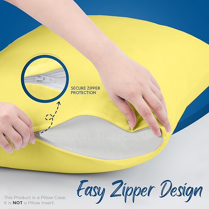 Utopia Bedding Premium 100% Waterproof Pillow Protectors with Zipper Standard Size (Set of 4), Bed Bug and Dust Mite Proof Zippered Pillow Covers, Pillow Encasement Cases, Yellow