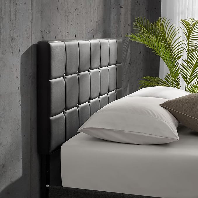 Hearth & Harbor Bed Headboard King Size, Button Tufted King Headboard Only, Modern Upholstered Headboards, Wall Mounted, Adjustable Height 34”-42”, Black