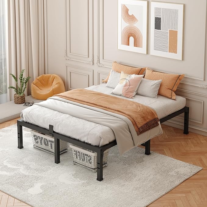 FUIOBYVV California King Bed Frame 14 Inch Tall 3500 lbs Heavy Duty Metal Platform Bed Frame California King Size No Box Spring Needed,Noise Free,Non-Slip,Easy Assembly