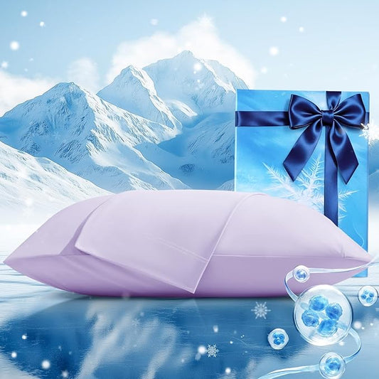 Cooling Pillow Cases 2 Pack Queen Size Cooling Pillowcases for Hot Sleeper Q-Max>0.5, Hydrates Skin & Hair, Reduces Wrinkles & Frizz, Soft Smooth Silky Pillowcases Envelope Set of 2, Lavender