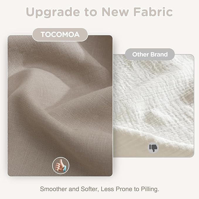 TOCOMOA Muslin Duvet Cover 100% Cotton Like Linen Texture Breathable Soft Comfy 3-Piece Taupe Comforter Cover Bedding Set (King 104"x90", Comforter Not Included)