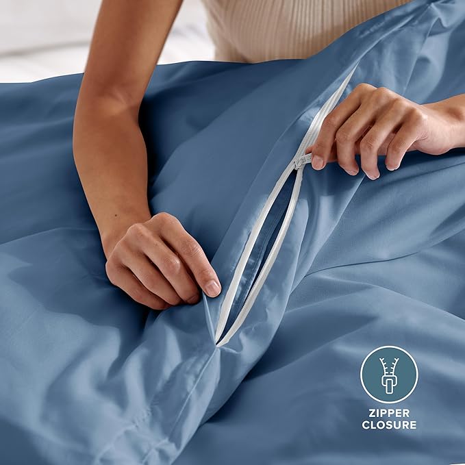 Bare Home Bedding Duvet Cover King Size - Premium 1800 Super Soft Collection - Lightweight, Cooling - Soft Breathable Bedding Duvet Cover (King, Coronet Blue)