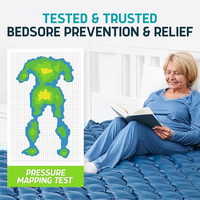 Lunderg Queen Size Alternating Air Pressure Mattress Pad with Static Mode - Comfortable Bed Sore Prevention - Includes Waterproof Mattress Topper 53" x 77" & Quiet Pump - Doctors Recommended