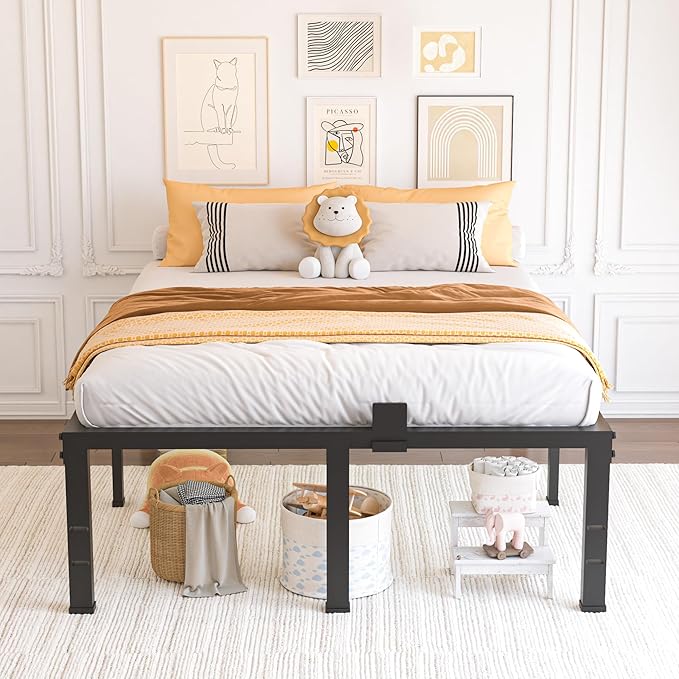 Yitong Angel King Size Bed Frames 18 inch High 3500 lbs Heavy Duty Metal Platform, Mattress Foundation with Steel Slat Support/No Box Spring Needed/Noise Free/Non-Slip/Easy Assembly