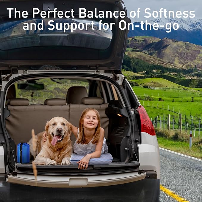 fulocean Cooling Travel & Camping Memory Foam Pillow for Sleeping,Contoured Support Medium Firm Small Travel Pillows for Airplanes & Backpacking Car Compact Lightweight, Breathable Washable Cover