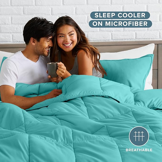 Bare Home Comforter Set - Queen Size - Ultra-Soft - Goose Down Alternative - Premium 1800 Series - All Season Warmth (Queen, Turquoise)