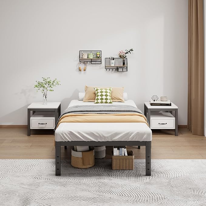 LUMUNANCE Metal Bed Frame Twin XL Size - 14 Inch Heavy-Duty Twin XL Platform Bed Frame No Box Spring Needed, Easy Assembly, Noise-Free, Sturdy Mattress Foundation, Underbed Storage Space