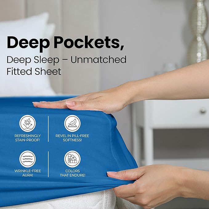 Utopia Bedding Queen Fitted Sheet - Bottom Sheet - Deep Pocket - Soft Microfiber - Shrinkage and Fade Resistant - Easy Care -1 Fitted Sheet Only (Dusk Blue)