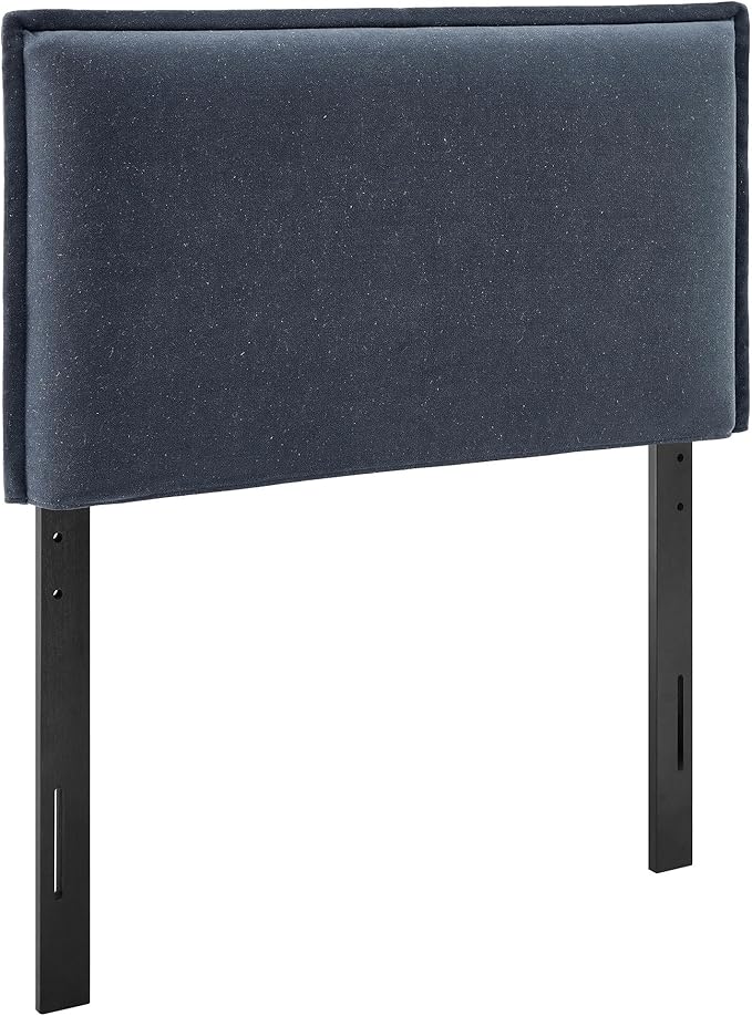 Modway Camille Twin Size Upholstered Linen Blend Headboard with Removable Slipcover – in Denim - Padded Pillow Style Headboard with Adjustable Mounting for Twin Beds