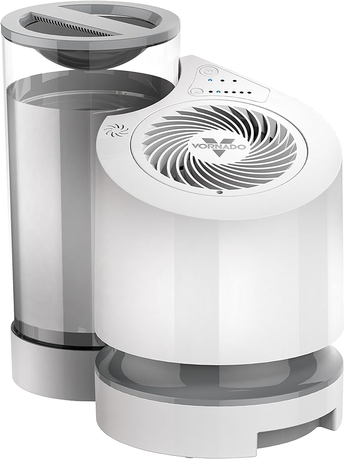 Vornado EV100 Evaporative Whole Room Humidifier with SimpleTank, Easy-Fill, 1 Gallon Capacity, 2 Speeds, Electronic Humidistat, Antimicrobial Treated Wick, Perfect for Home, Bedroom, and Living Room