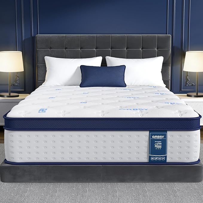 14 Inch California King Size Mattress, 7-Zoned Support Hybrid Mattress in A Box with Cooling Gel Memory Foam & Pocket Coils for Back Pain Relief, Assembled in USA, Motion Isolation, Medium Firm