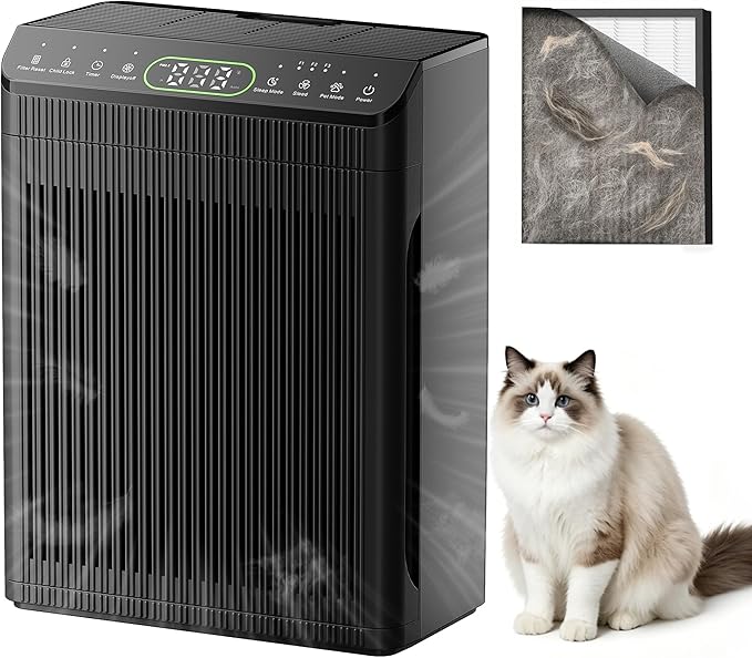 Air Purifiers for Home Large Room, Air Purifier up to 2200sq.ft, PM2.5 Air Quality Display, Sleep Mode with Fragrance for Smoke Dust Odors, ET066, Graphite, 1Pack+3Modes