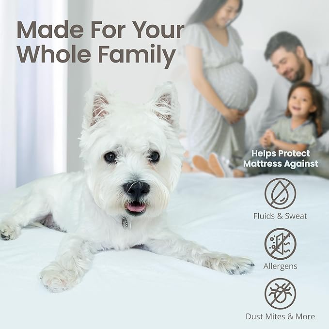 SafeRest Waterproof Mattress Protector Full Size – Absorbent Breathable Soft Fitted Bed Cover with 18" Deep Stretchable Pockets – Machine Washable Full Mattress Cover