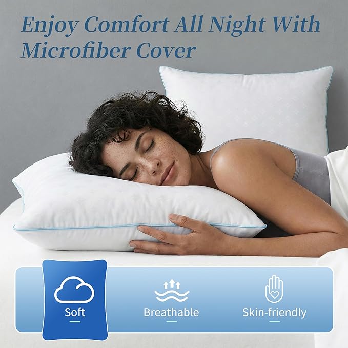 King Size Pillows Set of 2 – King Bed Pillows for Sleeping, Down Alternative Pillows, Supportive Comfort, Hotel Style, Machine Washable, for Side Back Stomach Sleepers