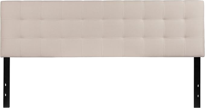 Flash Furniture Bedford Box Stitch Tufted Upholstered King Size Headboard in Beige Fabric
