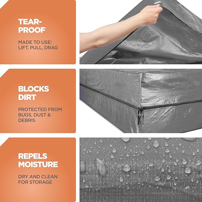Mattress Bags For Moving With 8 Handles (2-Pack) Twin Mattress Moving Bag– Tear-Proof Mattress Storage Cover With Dual Zippers– Reusable Mattress Moving Bags For Transport & Storage Mattress Protector