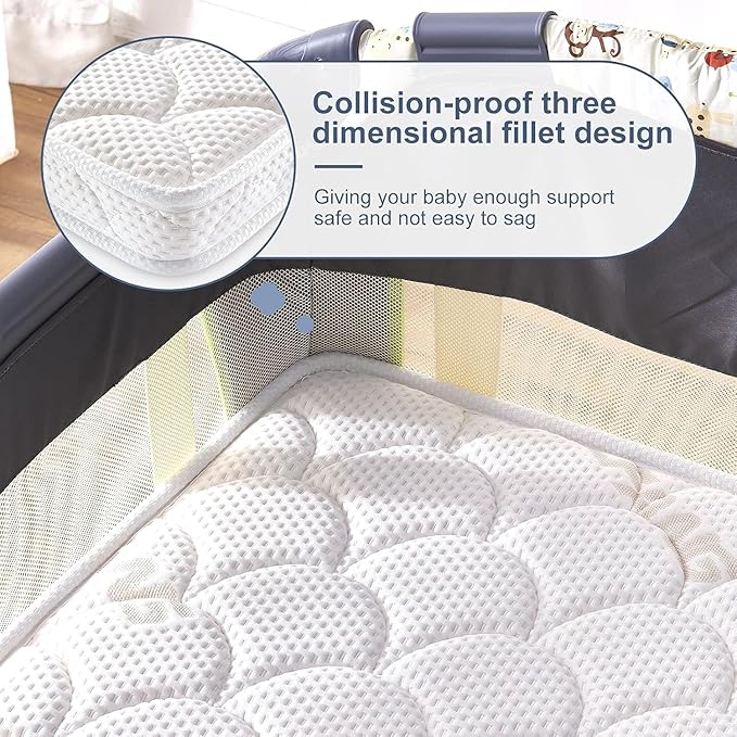Pack and Play Mattress Topper - 38" x 26" x 1.5", Soft & Firm Premium Foam Pack N Play Mattresses Pad, Odorless Baby Foam Playpen Mattresses,Portable Playard Mattress Topper- Breathable & Comfort