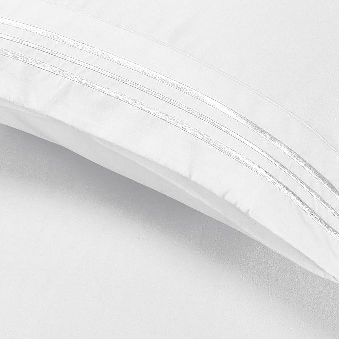 Elegant Comfort Luxury Ultra-Soft 2-Piece Pillowcase Set - 1500 Premium Hotel Quality Microfiber Double Brushed - Wrinkle Resistant, King Size, White
