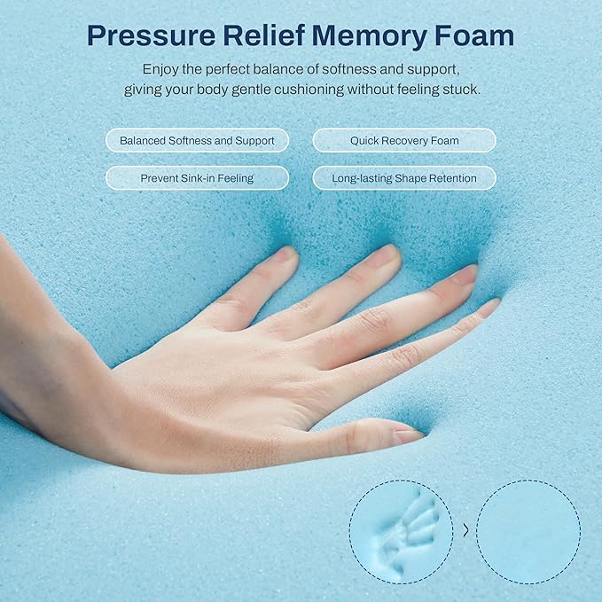GRUSIGN 3 Inch Full Memory Foam Mattress Topper with Adjustable Straps, Premium Soft & Supportive Topper, Breathable Gel Foam Bed Topper, Non-Slip Design, Removable & Washable Cover, 54" x 75", Full