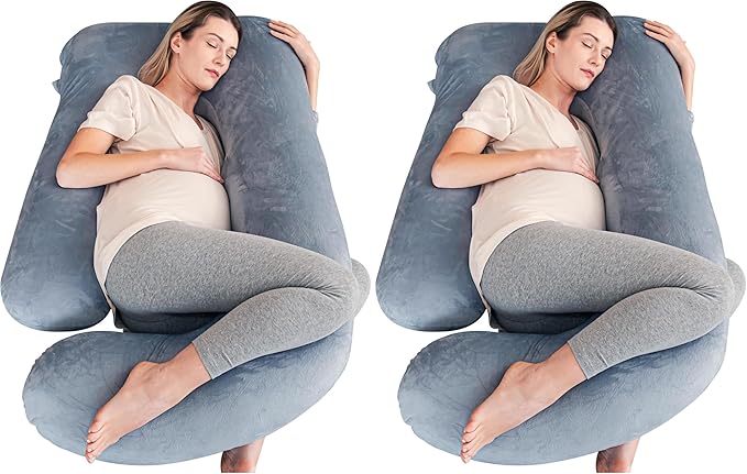 Cute Castle Pregnancy Pillows, Soft U-Shape Maternity Pillow with Removable Cover - Full Body Pillows for Adults Sleeping - Pregnancy Must Haves - Jumbo 57 Inch - Grey (Pack of 2)