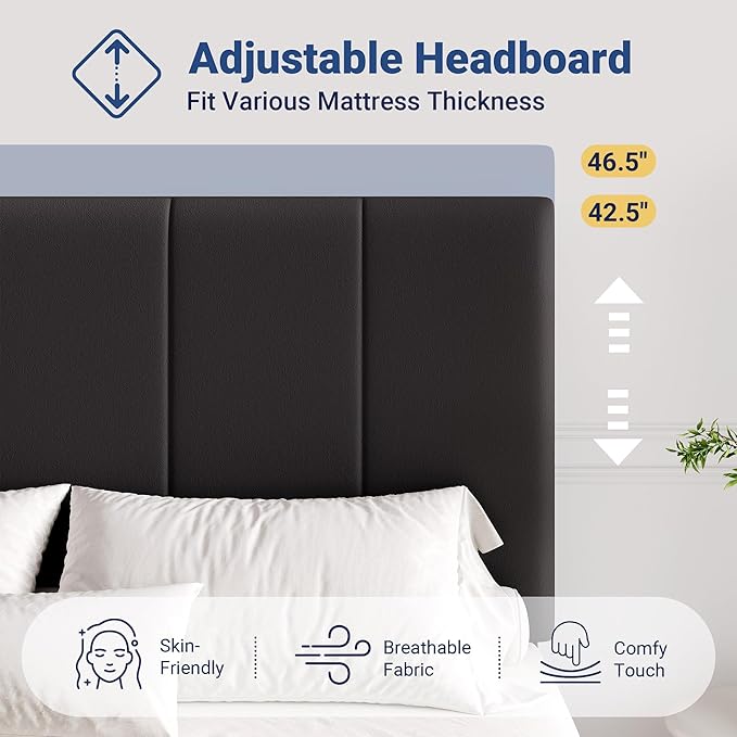 Allewie King Size Velvet Lift Up Storage Bed Frame, Vertical Channel Tufted Headboard, Hydrualic Underneath Storage, Upholstered Platform Bed, Wooden Slats Support, No Box Spring Needed, Black
